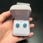 Brincos em prata e pedra opala mosaico