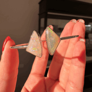 Bracelete em prata 950 e opala naturais nobres