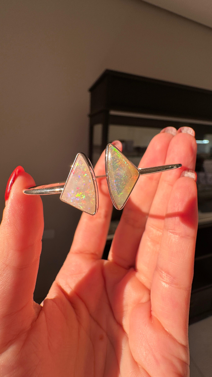 Bracelete em prata 950 e opala naturais nobres