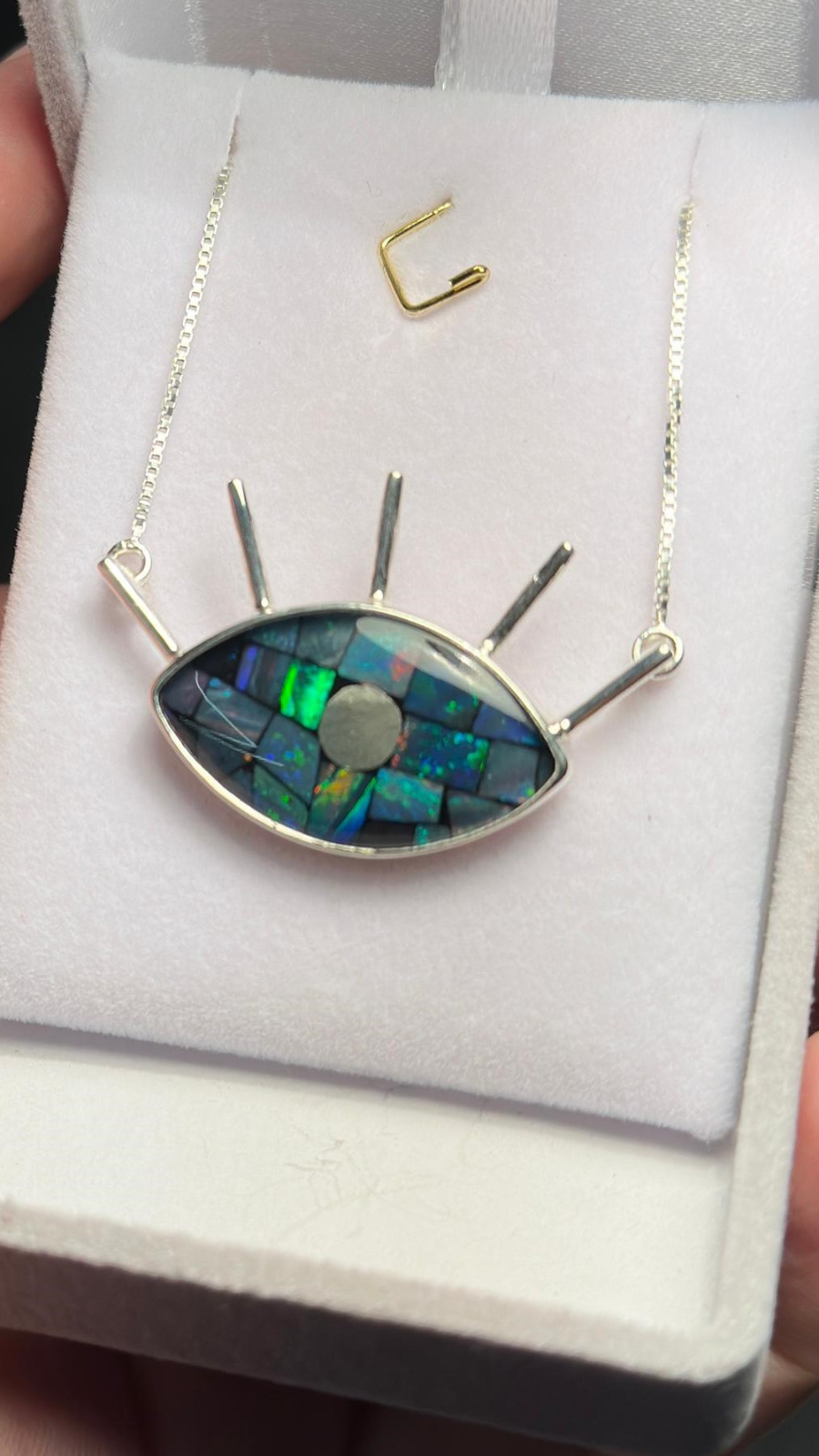 Colar Olho em Prata e Opala