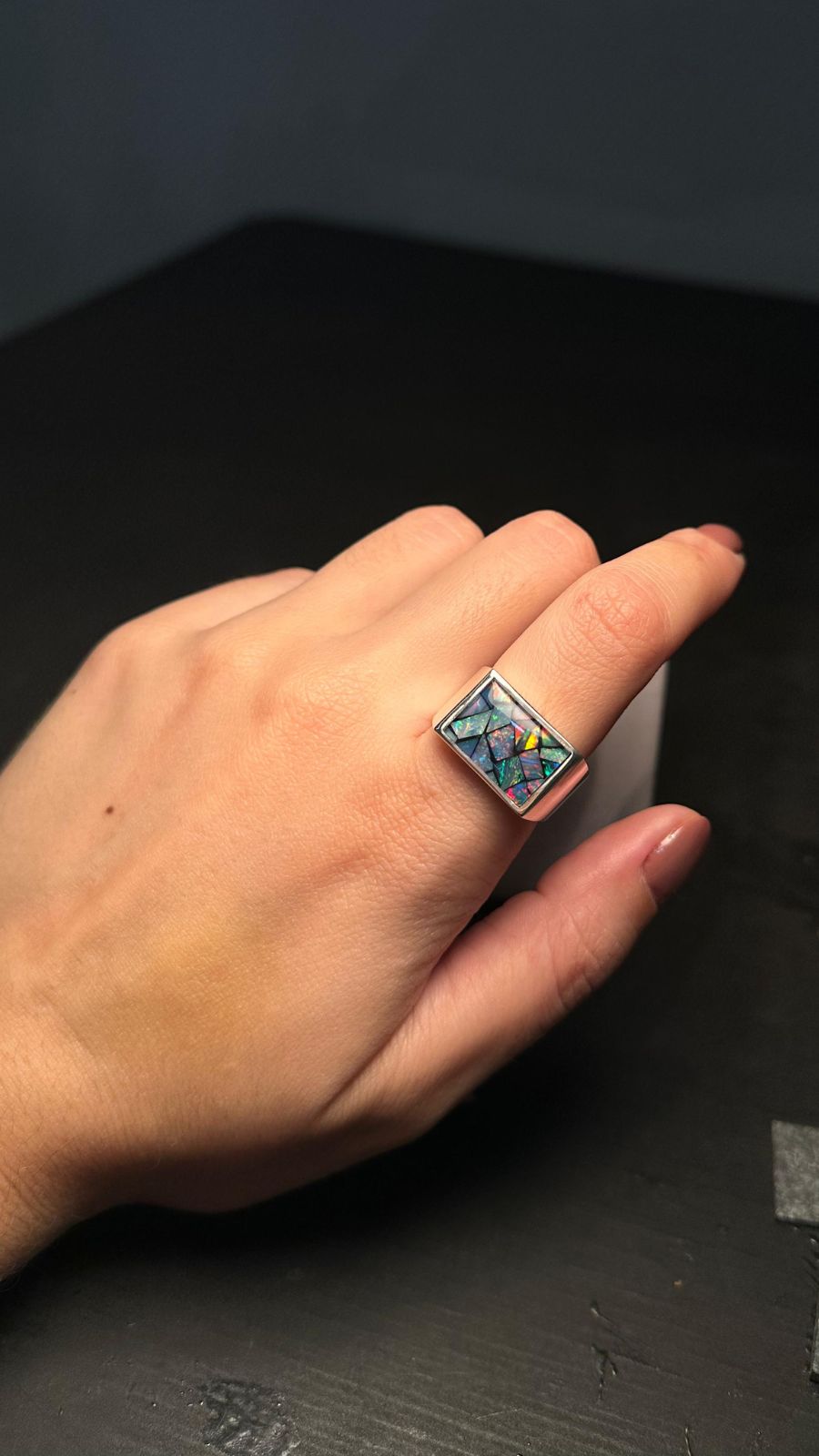 Anel em prata e opala