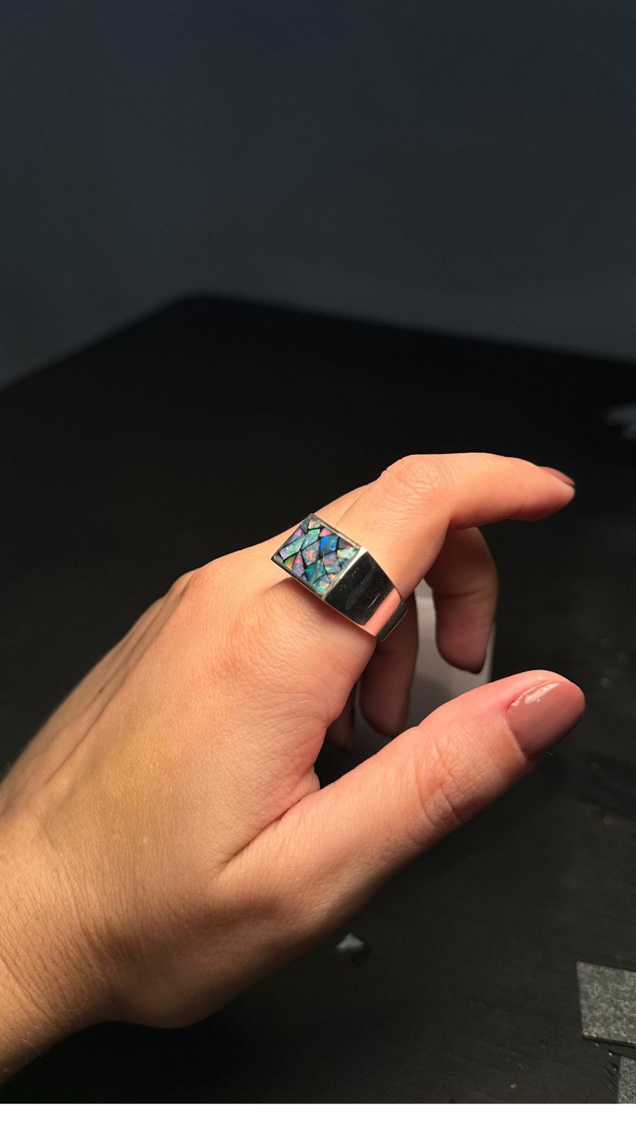 Anel em prata e opala