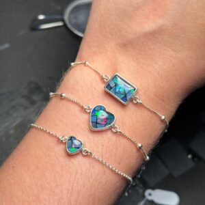 Pulseira em Prata com Mosaico de Opala Natural