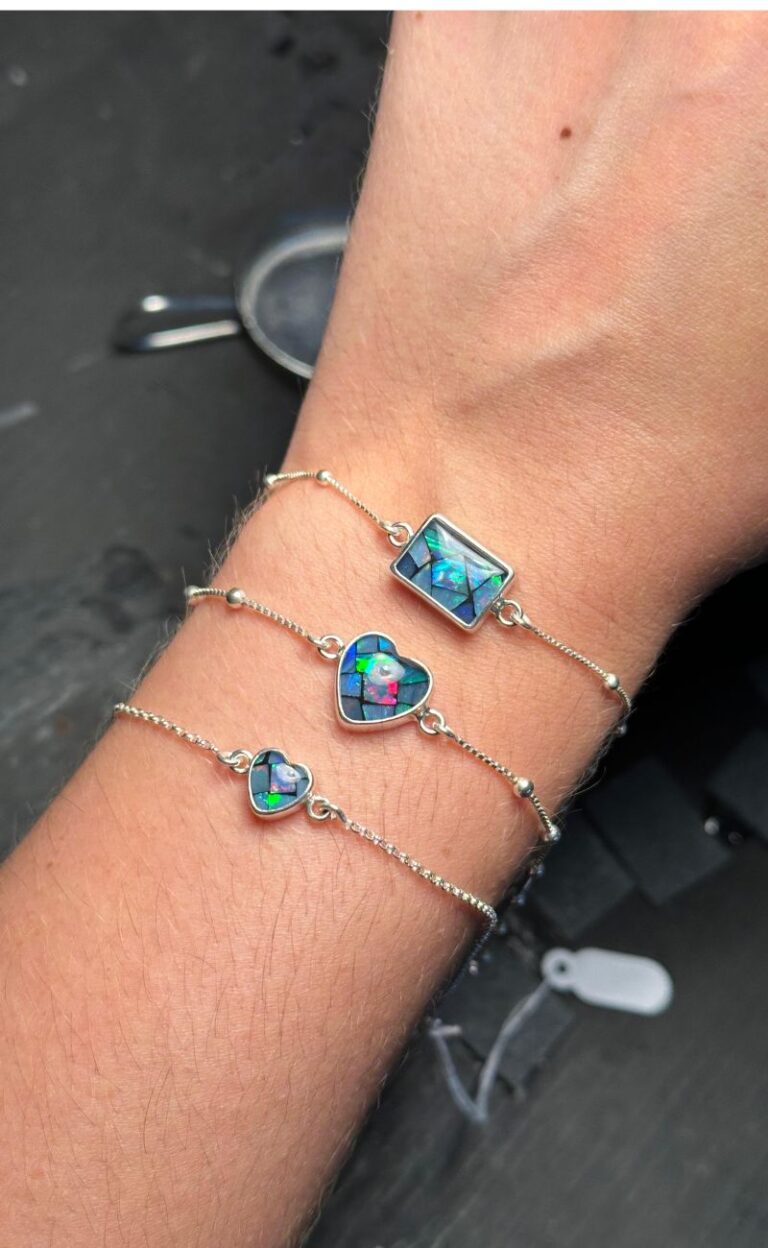 Pulseira em Prata com Mosaico de Opala Natural