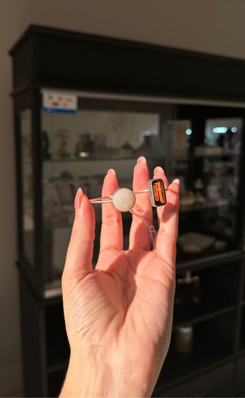 Bracelete em Prata 950 com Opala Natural e Citrino