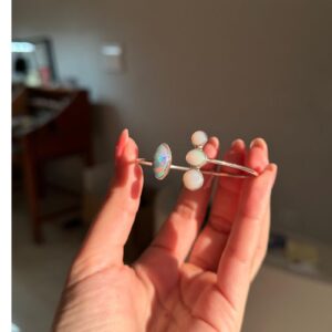 Bracelete em Prata 950 com Opala Natural Branca e Opala Natural Doublet