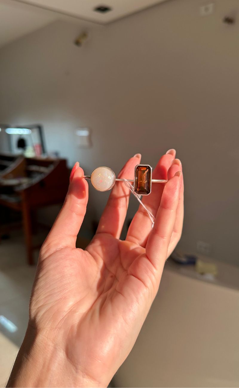 Bracelete em Prata 950 com Opala Natural e Citrino