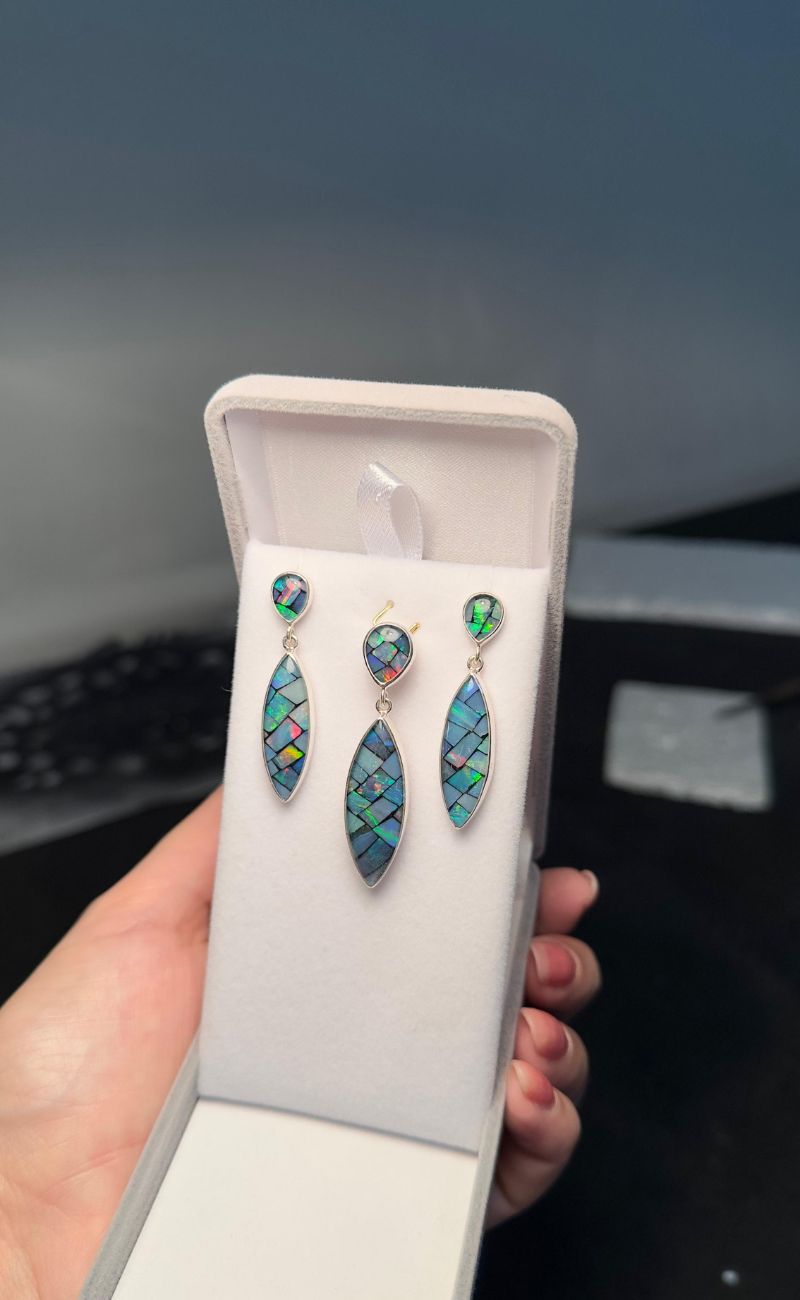 Pingente em prata 950 e mosaicos de opala natural - Imagem 2