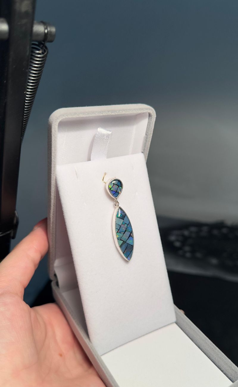 Pingente em prata 950 e mosaicos de opala natural - Imagem 3